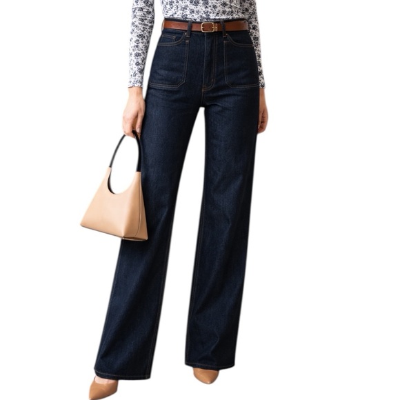 Polo Ralph Lauren Women’s Wide Leg High Rise Denim Trousers Dark 33 - 36x31.5AA